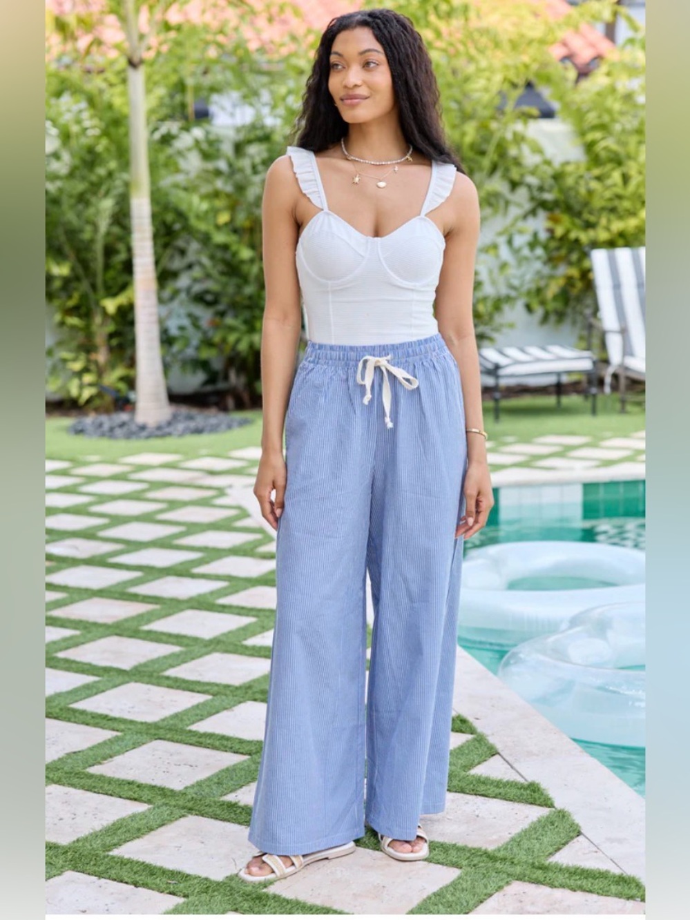 Pink lily Mia Blue Pull-On Pants